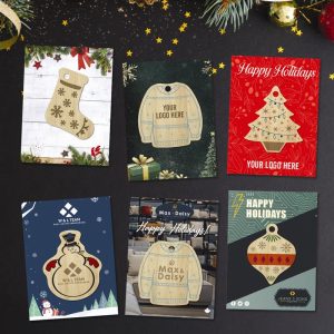 Thick Wood Holiday Ornaments w/ Backer Card
