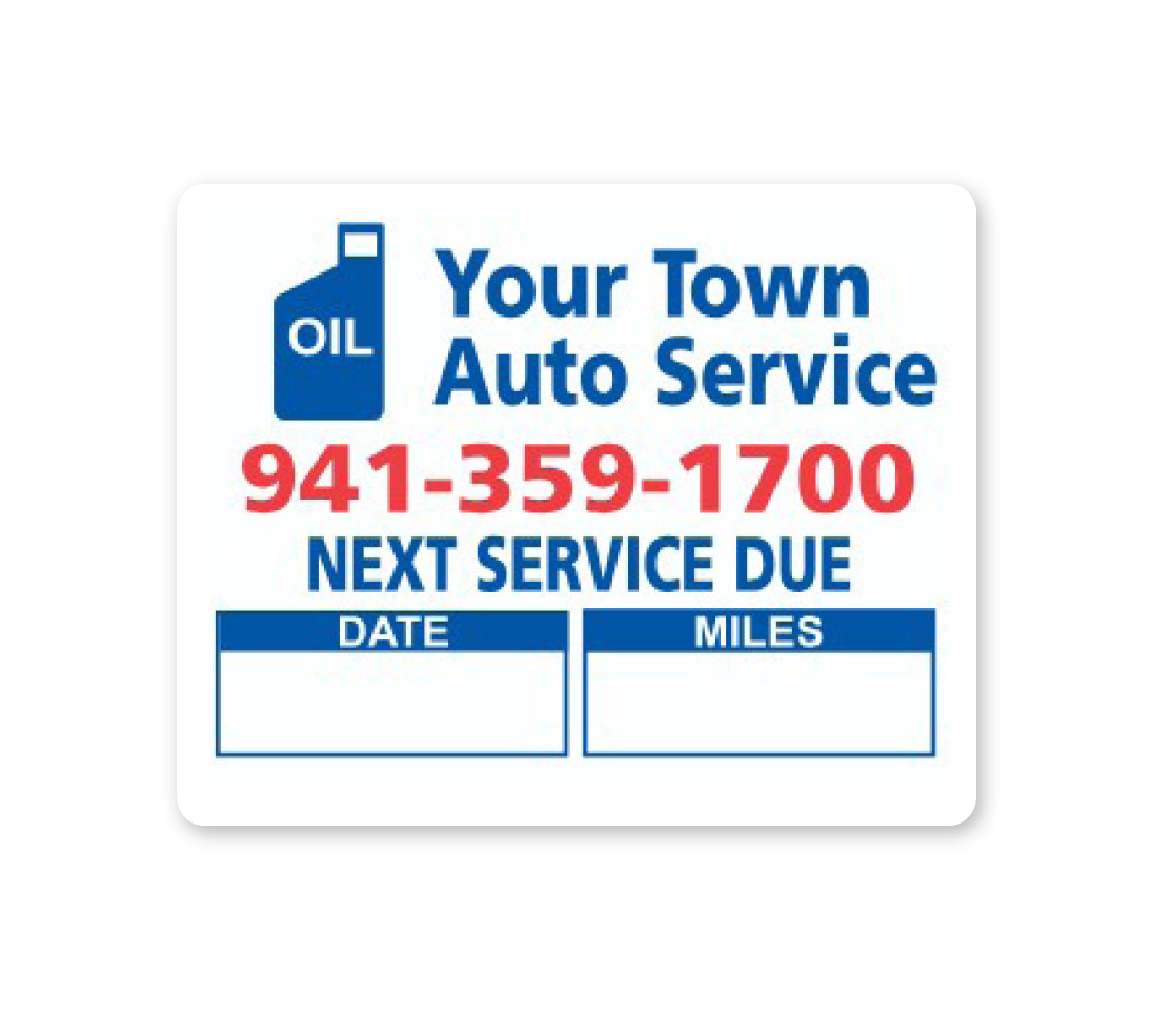 Oil Change Roll Stickers