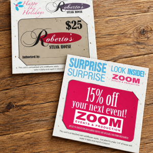 Direct Print Seeded Paper Gift Card Holder